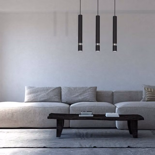Milagro Joker Adjustable Cylinder Pendant Lamp in Black, Gold/Brass or Chrome with GU10 LED Support