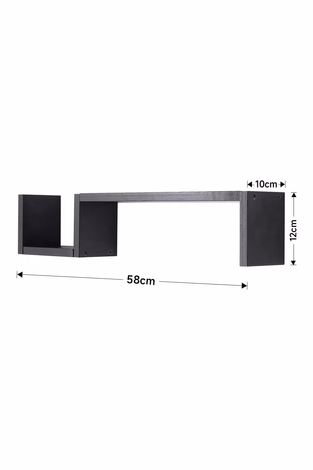 Livingandhome Set of 2 Black Wooden Wall Mounted Floating Shelves – 2