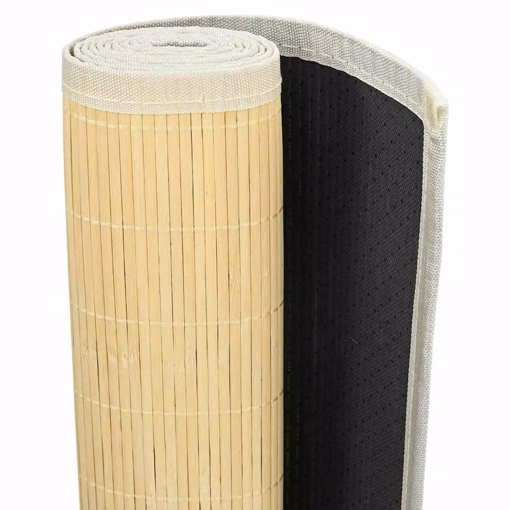 Berkfield Home Bamboo Round Rug in Beige and Sand, W: 100 cm – 3
