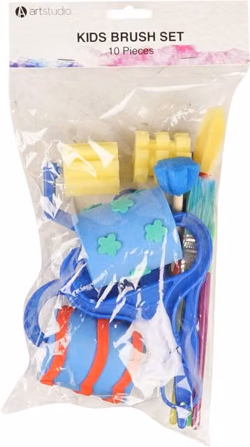 Art Studio 10 Piece Blue Kids Brush and Sponge Set