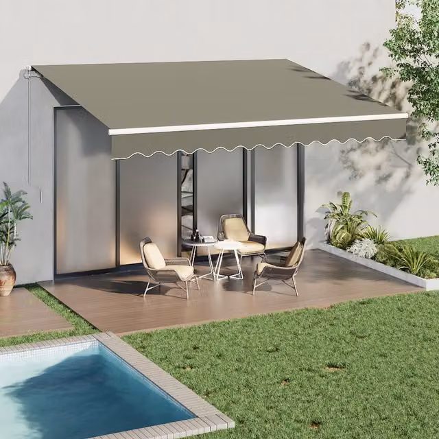 Breeins Grey Retractable Outdoor Awning for Windows and Doors, 400 cm