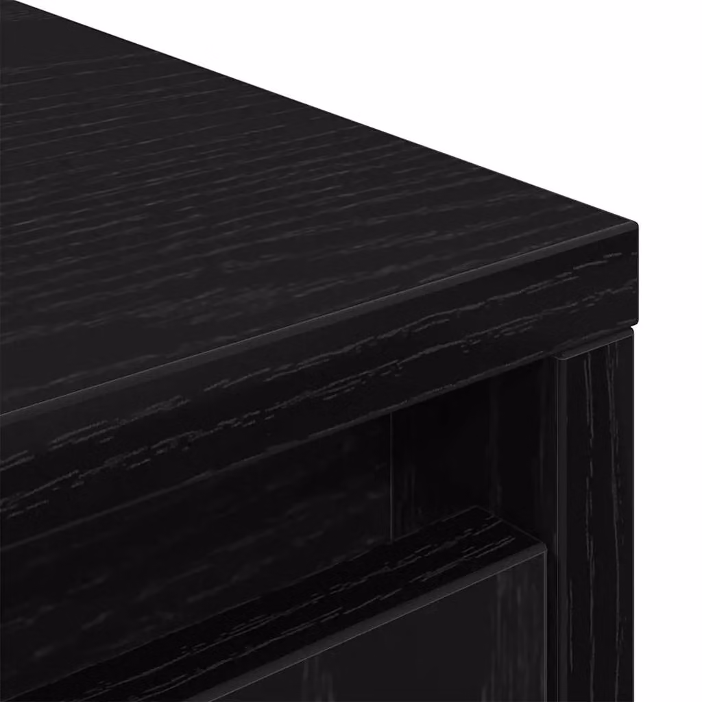 Berkfield Modern Wall Mounted Home Cabinet in Black Oak with Drawer and LED Lighting, W/D/H: 55.5 x 34 x 119.5 cm – 3