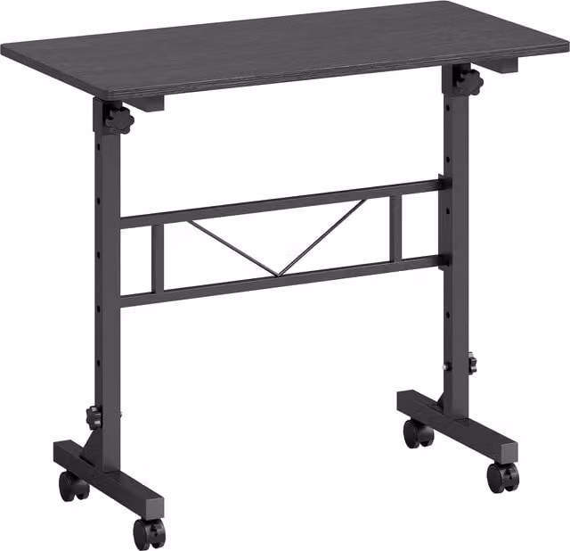 HOMCOM Adjustable Height Overbed Table with Wheels, Black
