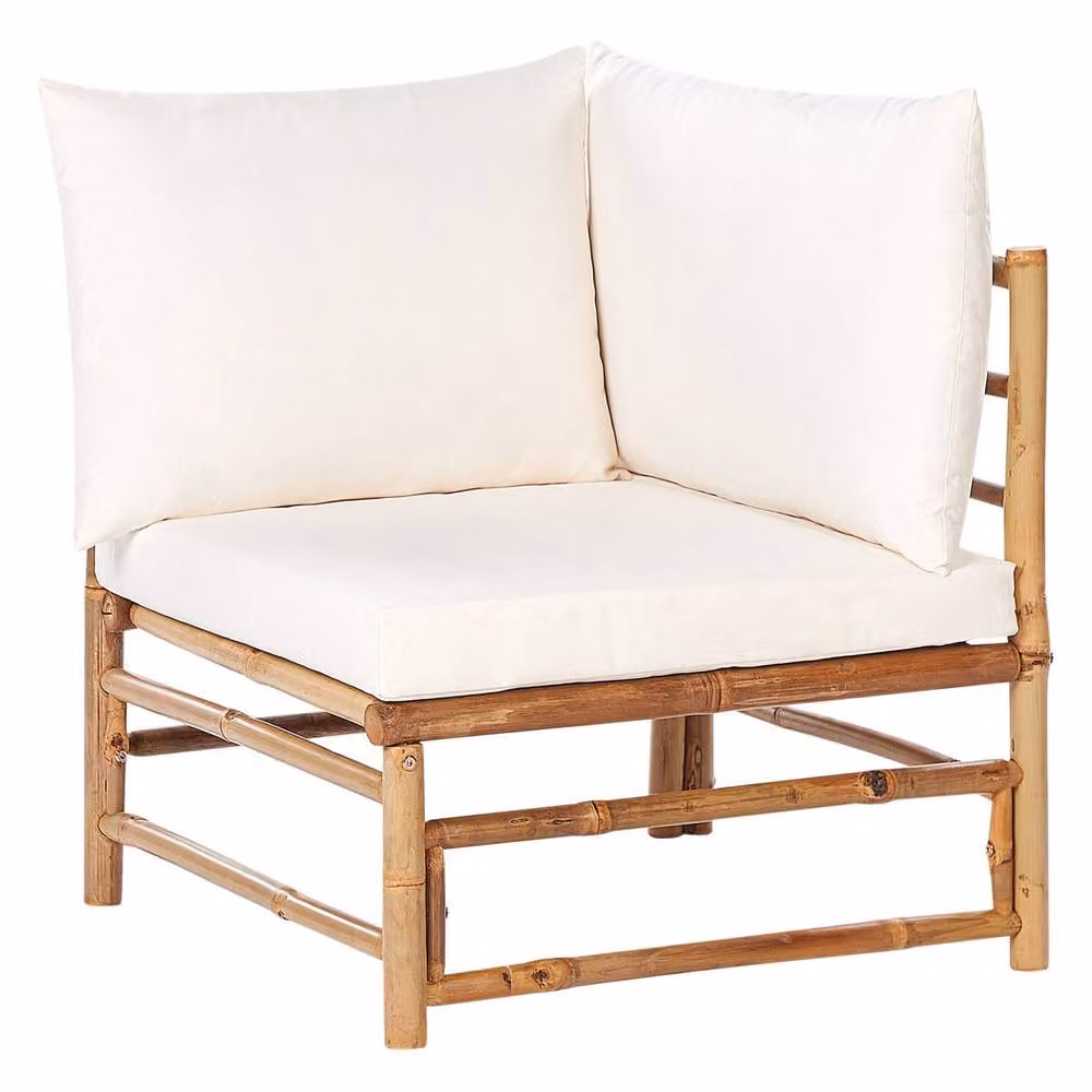 Wyld and Coco Corner 1-Seat Section Off-White Bamboo Armless Sofa in White – 2