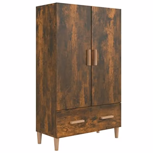 vidaXL Highboard in Smoked Oak, Brown Engineered Wood with Hinged Doors and Internal Shelves, W/D/H: 70 x 31 x 115 cm – 1