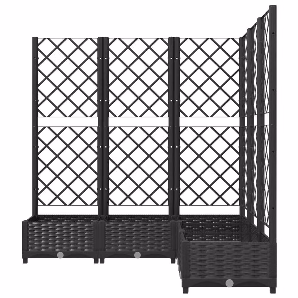 Berkfield Home Garden Planter with Trellis in Black, W/D/H: 120 x 120 x 121.5 cm – 4