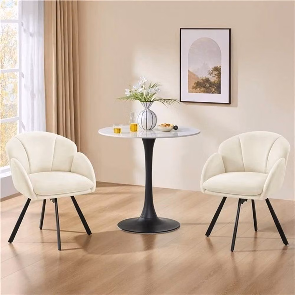 SPETLEK Beige Velvet 360 Degree Swivel Tub Armchair with Metal Frame – 2