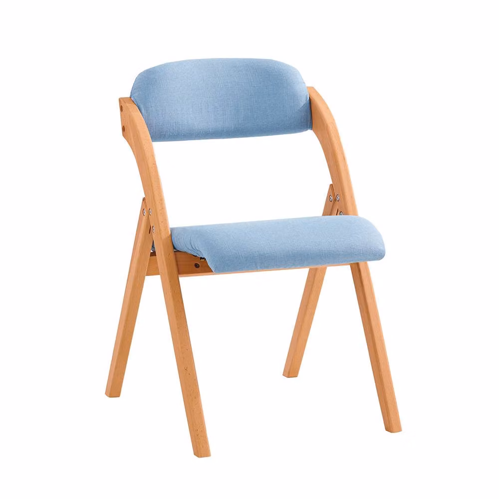 SoBuy Blue Ergonomic Folding Wooden Chair with Beech Wood and Upholstered Fabric Backrest – 2