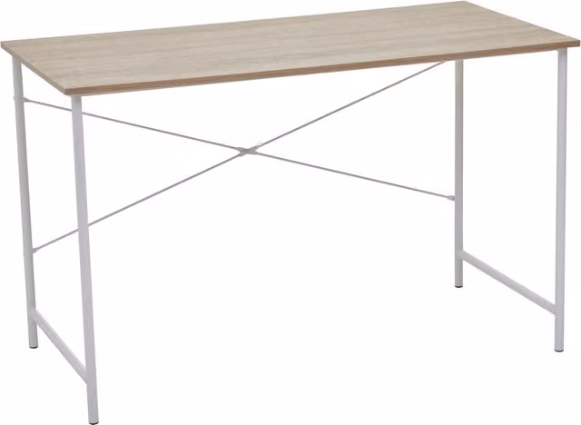 Orsina Modern Oak and White Metal Writing Desk with X-Frame Support, W/D/H: 120 x 60 x 75 cm – 2