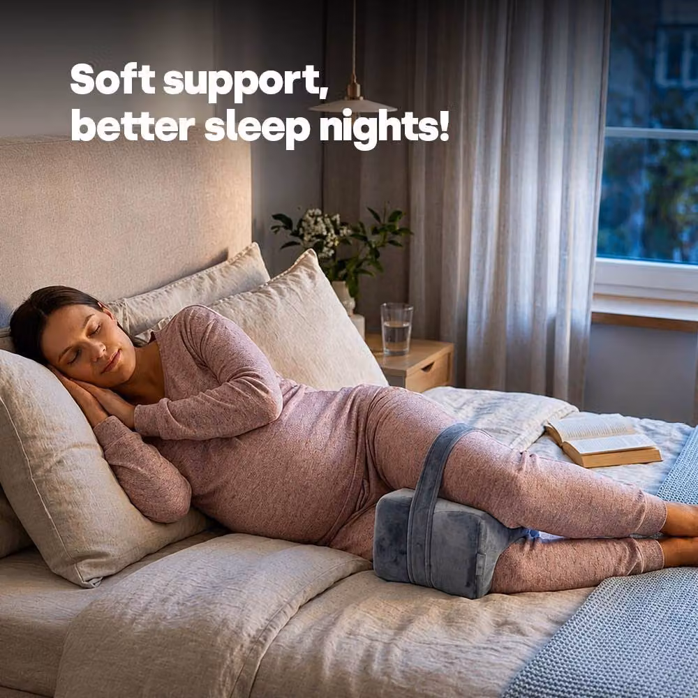 LIVIVO Orthopaedic Wedge Leg Pillow with Strap in Grey Fleece – 6