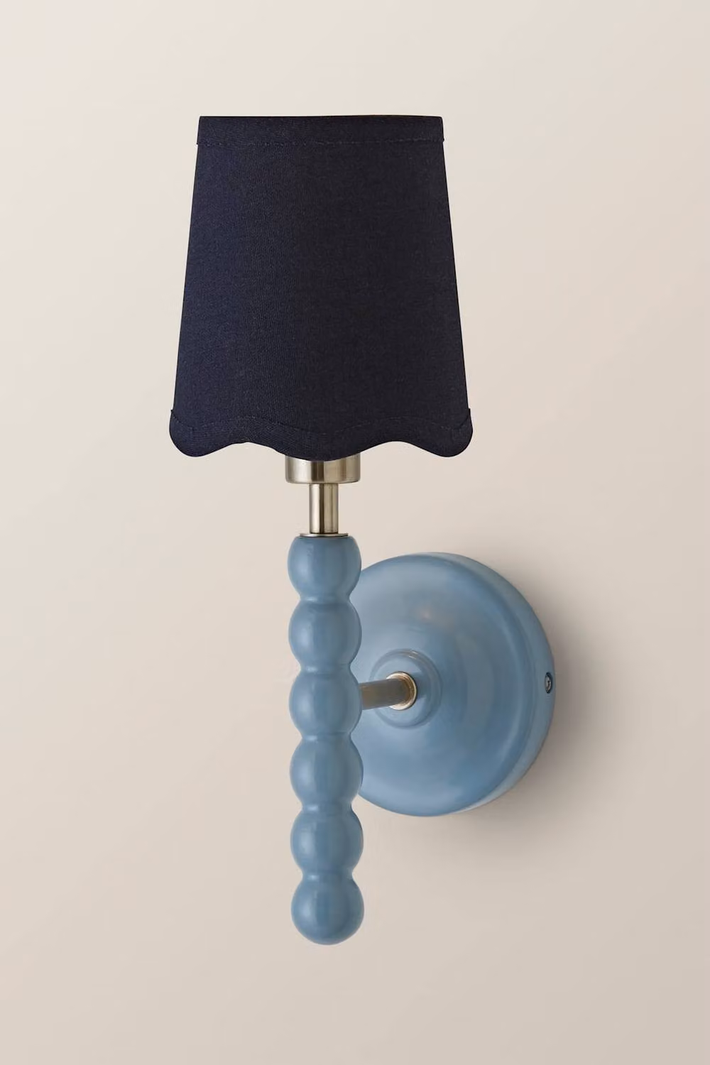 ValueLights Bobbins Blue Wall Light with Navy Fabric Shade and Bulb – 2