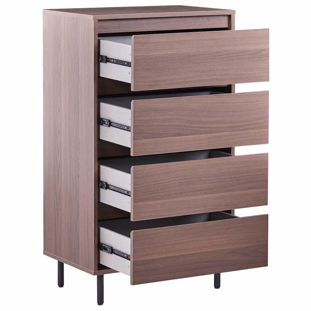 Wyld and Coco 4-Drawer Chest in Dark Brown with Black Metal Legs, W/D/H: 60 x 40 x 104 cm – 2