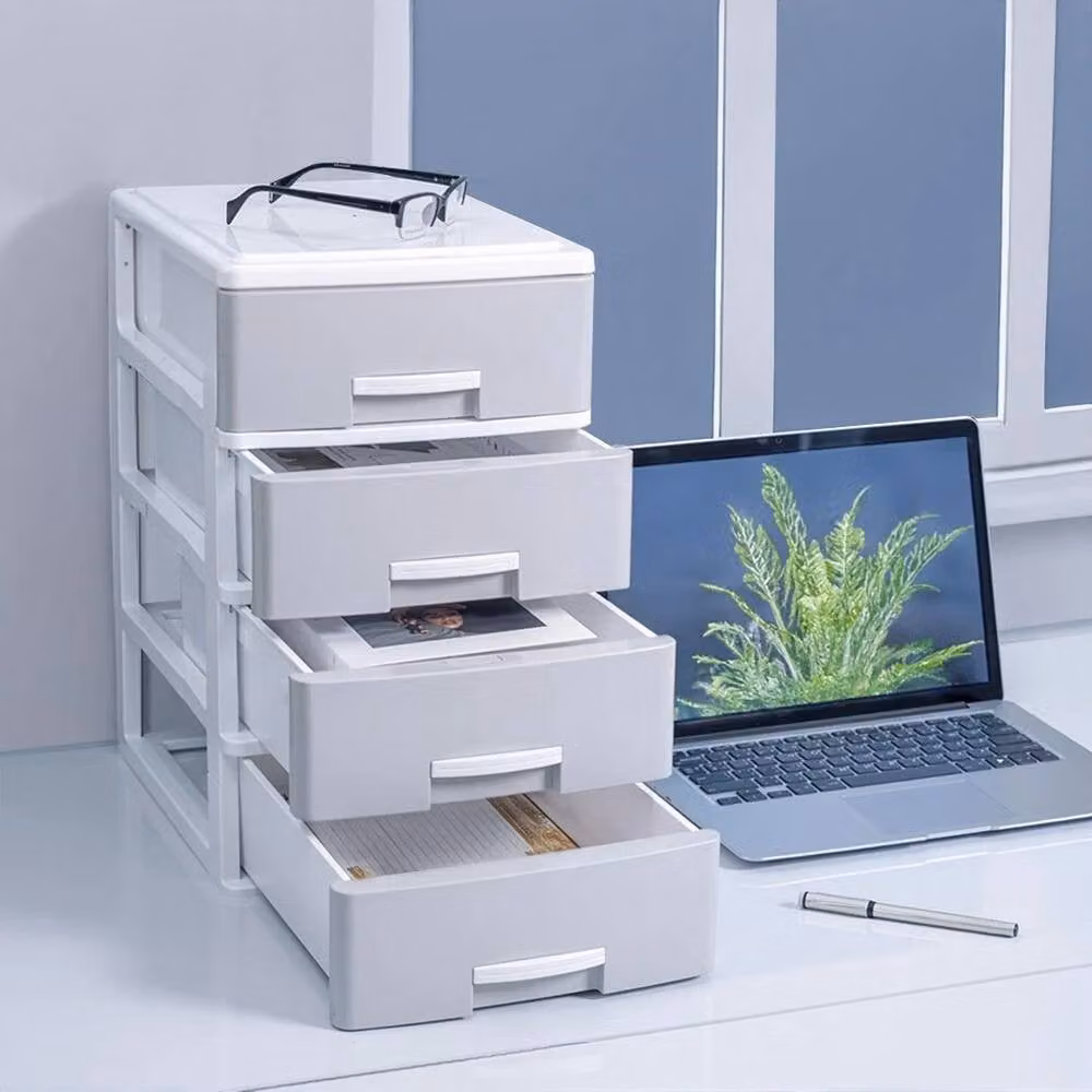 PAWNORA 4 Tier Plastic Storage Drawer Tower Unit in Grey – 2