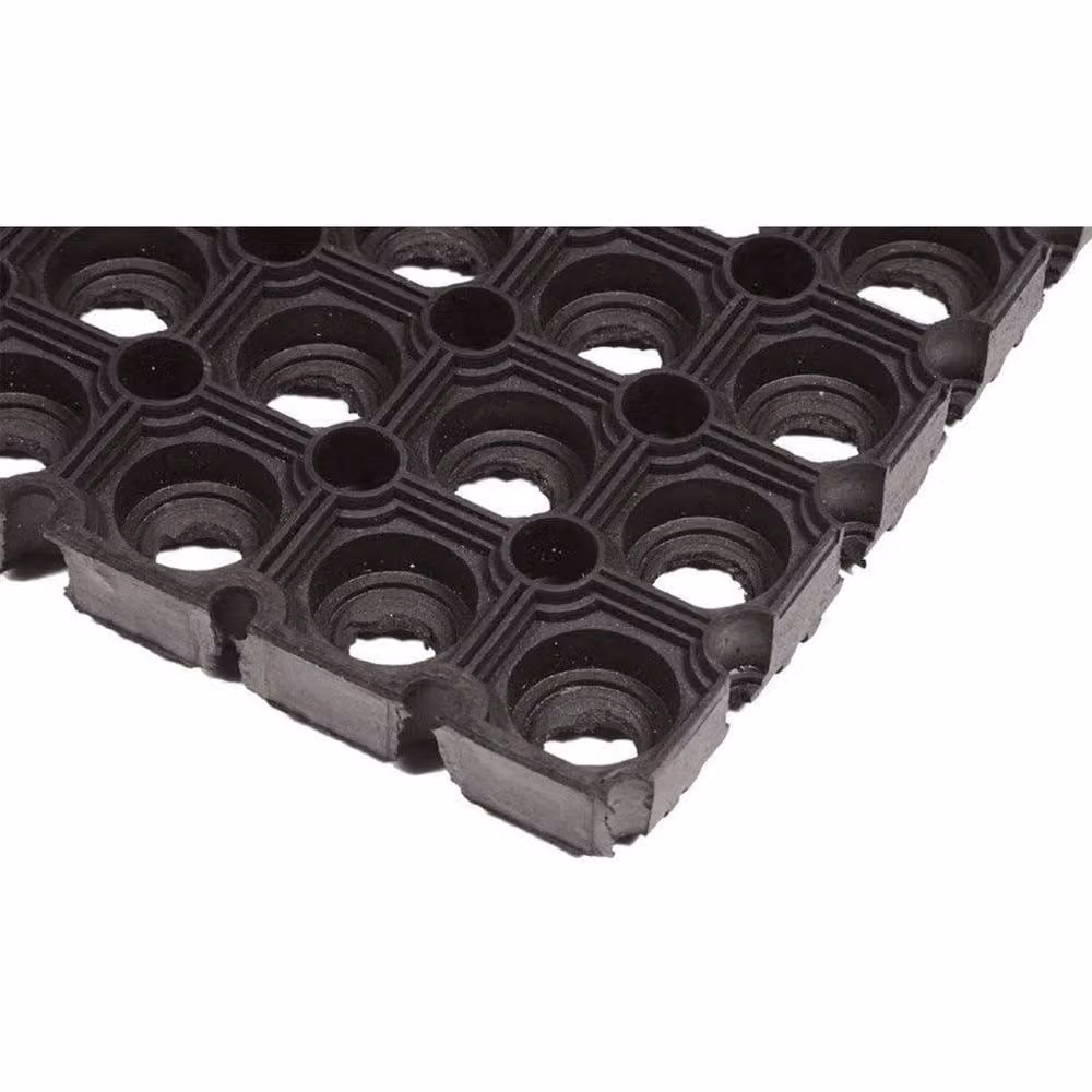 PAWNORA Rondo Non-Slip Weatherproof Rubber Outdoor Doormat and Boot Scraper, Black, W: 40 cm, D: 60 cm
