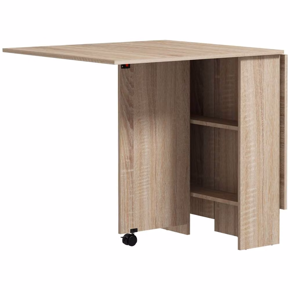Wyld Haus Vasufa Natural Wood Effect Drop Leaf Dining Table in Brown, W/D/H: 117 x 75 x 75 cm – 2