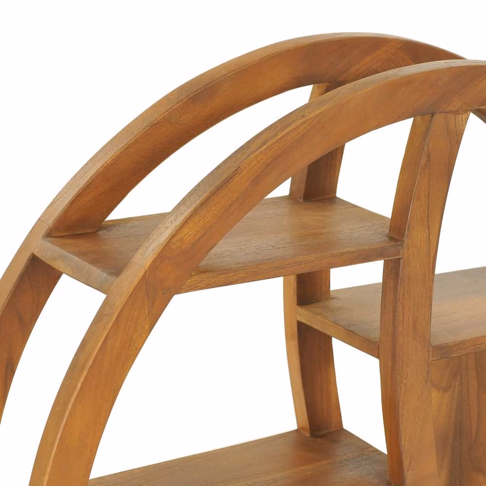 Berkfield Home Yin Yang Wall Shelf, Solid Teak Wood, Brown, W/D/H: 80 x 17.5 x 80 cm – 3