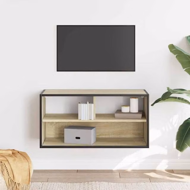 Berkfield Home Sonoma Oak TV Cabinet in Beige, W/D/H: 80 x 31 x 39.5 cm – 1