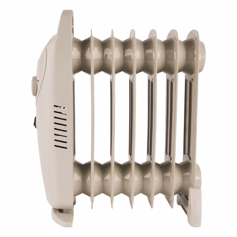 Alivio 7-Fin Oil Filled Radiator Room Heater with Adjustable Thermostat and Overheat Protection in White – 2