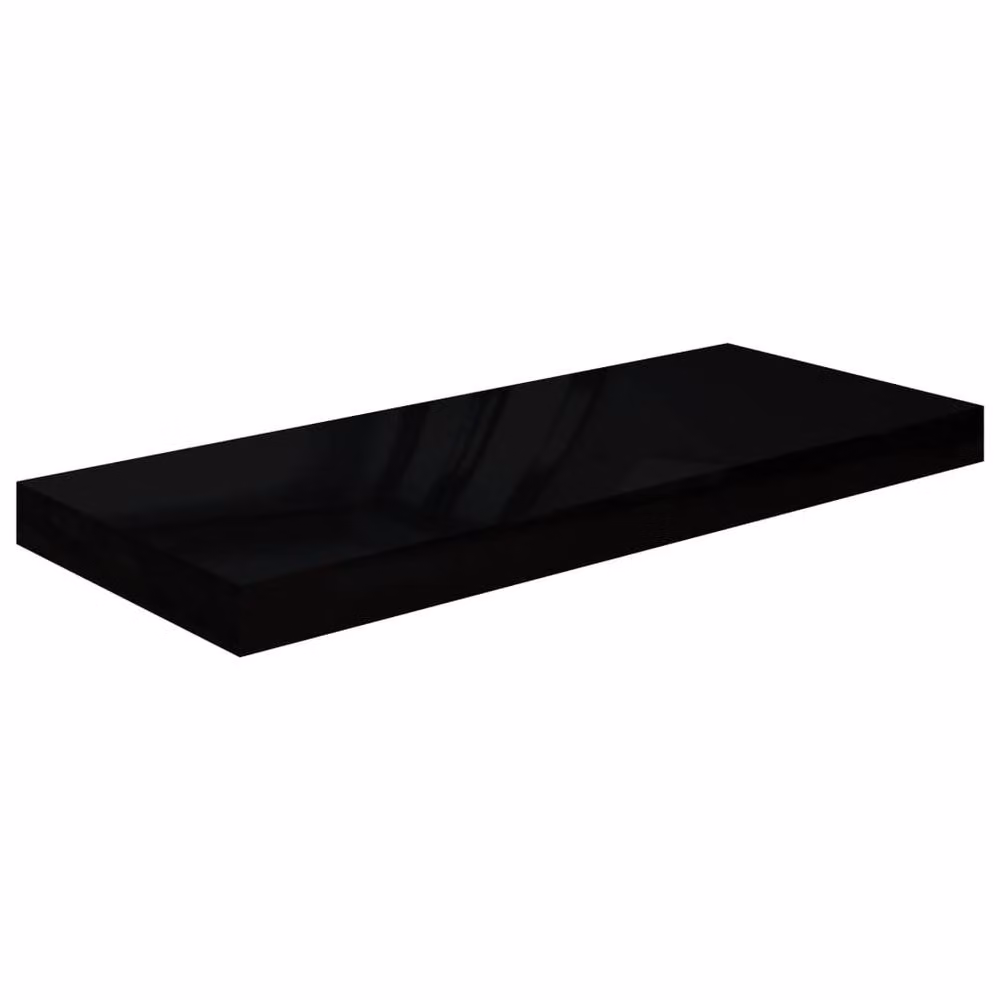 Berkfield Home Set of 4 Durable Floating Wall Shelves in High Gloss Black, W: 60 cm, D: 23.5 cm, H: 3.8 cm – 4