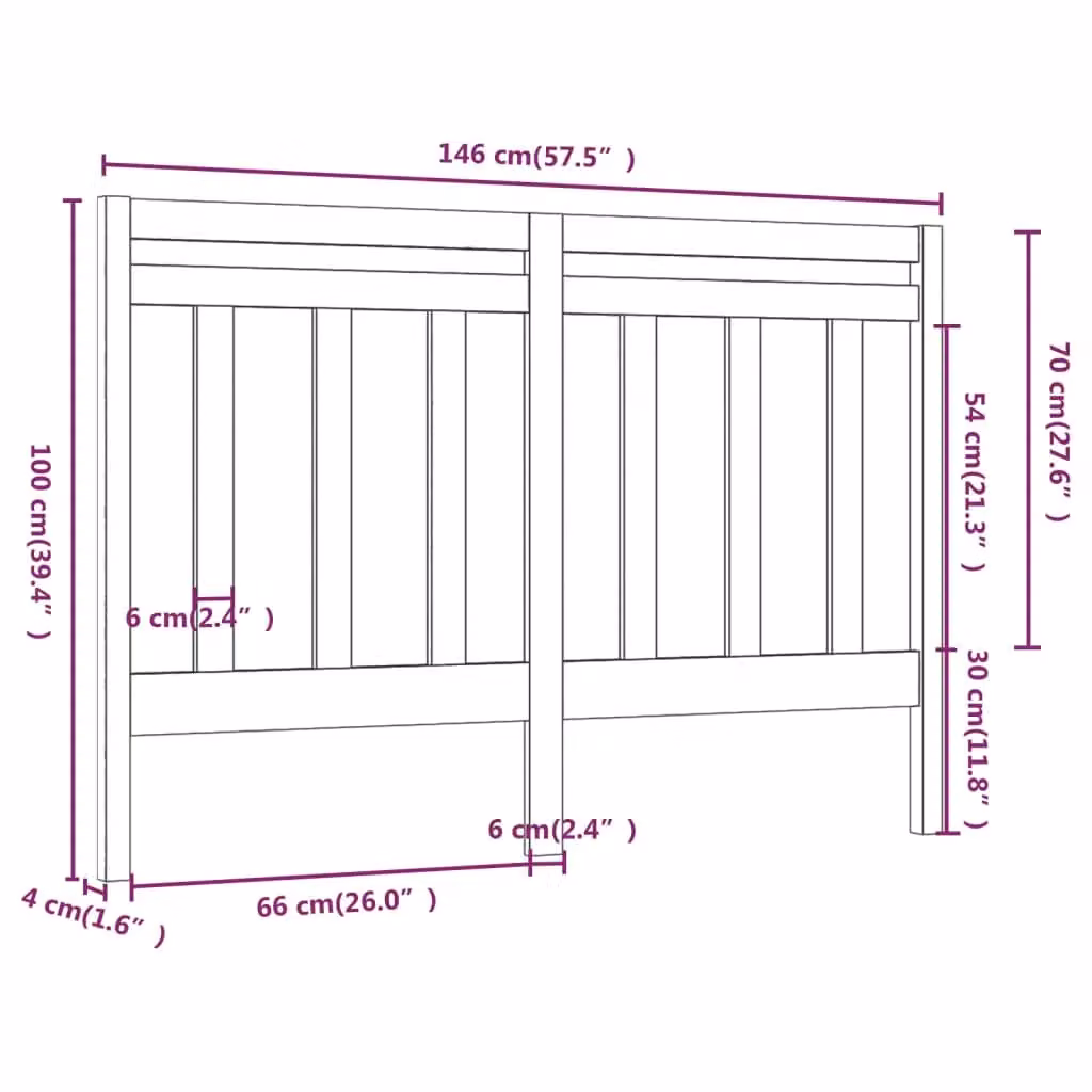 Berkfield Home Rustic Solid Wood Pine Bed Headboard in Black, W: 146 cm, D: 4 cm, H: 100 cm – 4