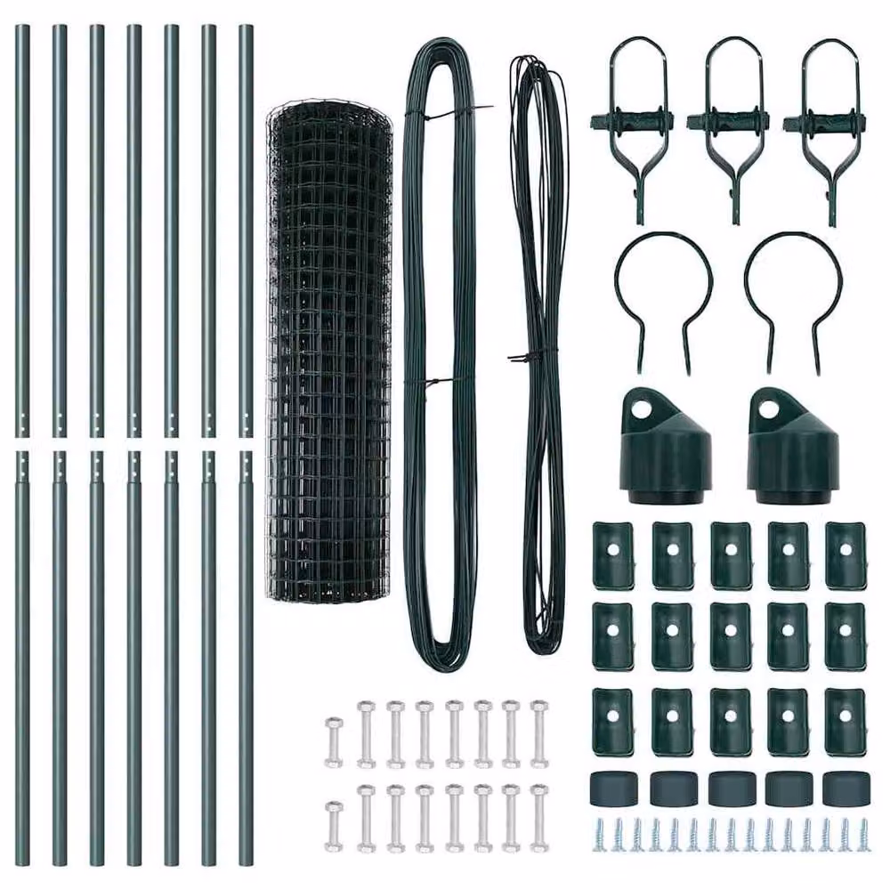 Berkfield Home Green Euro Fence with 7 Posts, Galvanised Steel, W/H: 10 x 1.4 m – 5