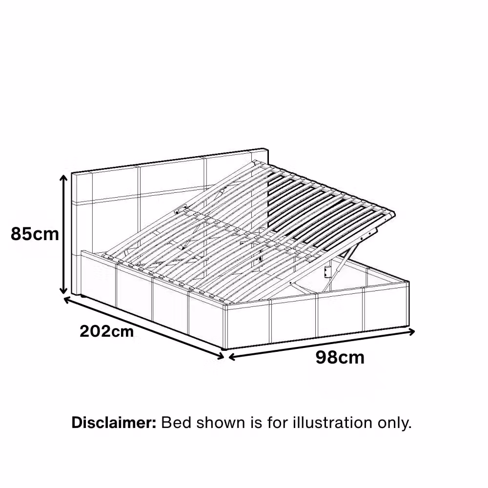 KOSY KOALA Grey Fabric Ottoman Storage Bed with Mattress, W/D/H: 90 x 190 x 45 cm – 4