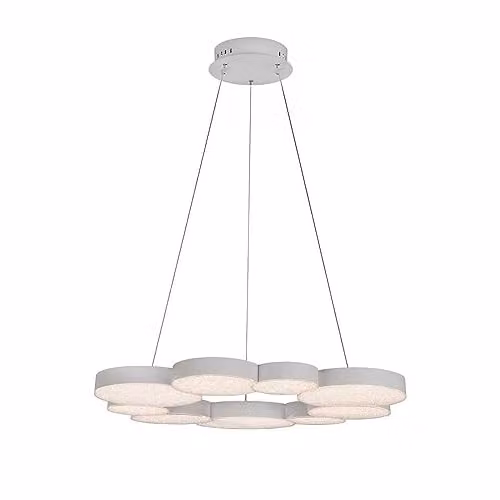 Netlighting Fusion LED Ring Pendant Light in White with Crystal Decor and Remote Control, Diameter: 80 cm