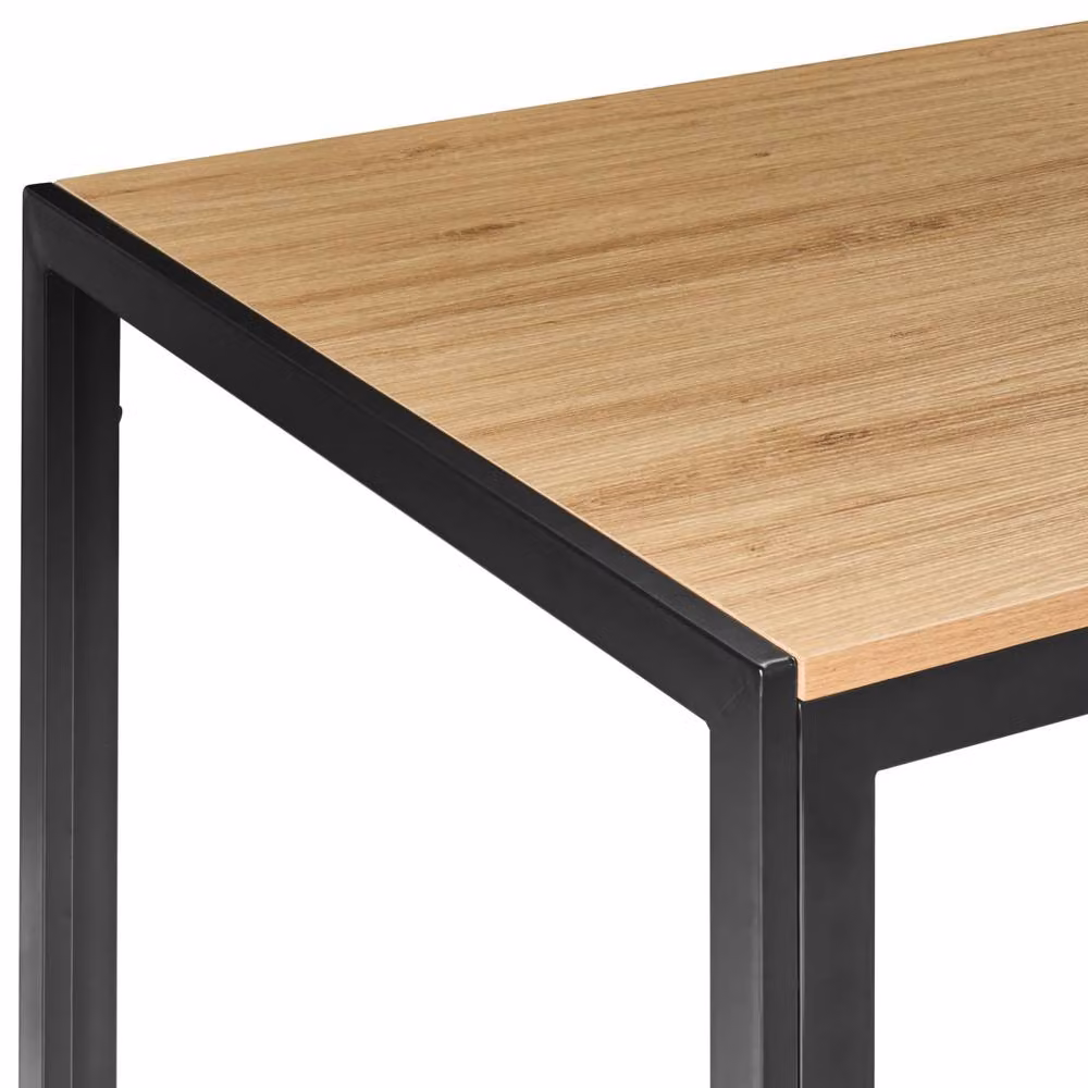 Wyld and Coco Industrial Rectangular Dining Table with Brown MDF Laminate Top and Metal Base, W: 120 cm, D: 80 cm – 3