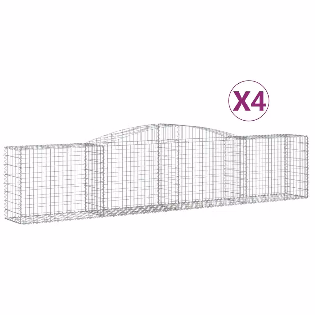 Berkfield Home Arched Gabion Baskets, 4 Piece Set, Silver Galvanised Steel, W: 400 cm, D: 50 cm, H: 80-100 cm – 2