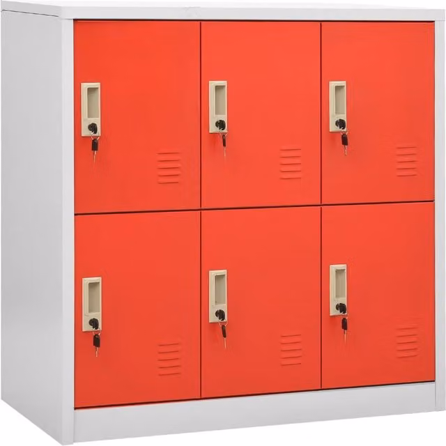 Berkfield Home Metal Locker Cabinet in Light Grey and Red, W/D/H: 90 x 45 x 92.5 cm