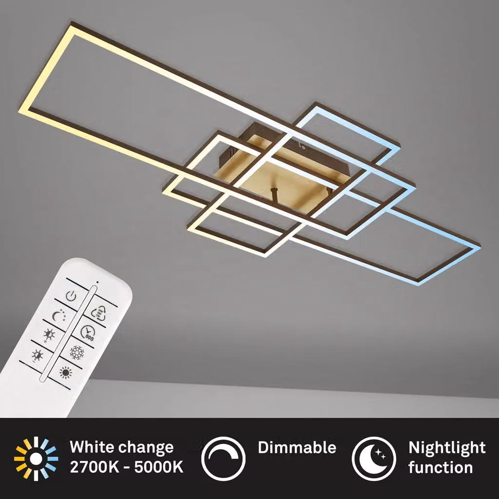 Briloner Gold and Brown CCT LED Wall and Ceiling Light with Remote Control and Dimming Function – 2