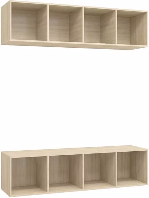 Berkfield Home Set of 2 Wall-mounted TV Cabinets in Sonoma Oak Light Brown
