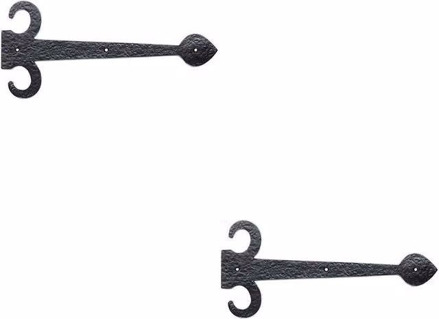 Loops 2x Pair 305mm Ornate Sword Hinge Front Black Antique Decorative Door Plate