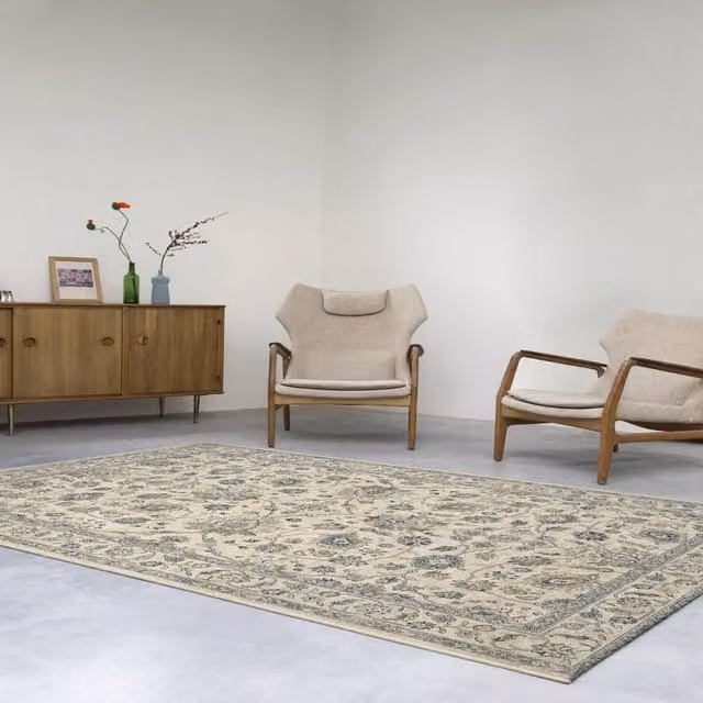 The Rug Shop UK Cream Traditional Floral Machine Woven Area Rug, W: 160 cm, L: 230 cm – 1