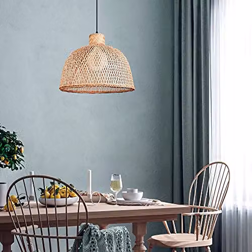Netlighting Riba Rattan Dome Hanging Pendant Light, Brown, Diameter: 35 cm, E27, 40W – 2