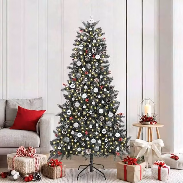 Berkfield Home Artificial Christmas Tree in Green with Stand, W/D/H: 114 x 114 x 210 cm