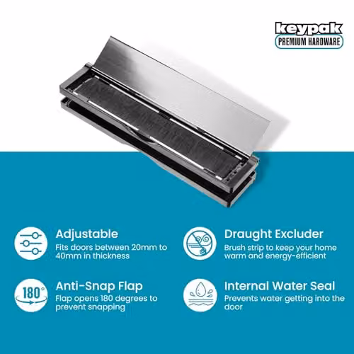 Keypak 12 inch Adjustable Built-in Letter Box with Anti-Snap Flap and Draught Excluder in Chrome – 2