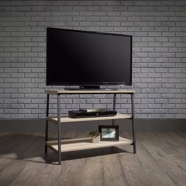 Teknik Charter Oak Industrial Style Brown Oak and Metal TV Stand