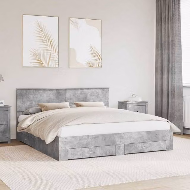 Berkfield Home Modern Bed Frame in Grey Engineered Wood 200 x 200 cm – 1