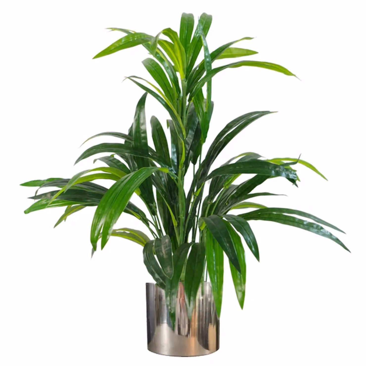 Botanik Premium Artificial Green Bamboo Plant with Silver Planter, Height: 65 cm – 2