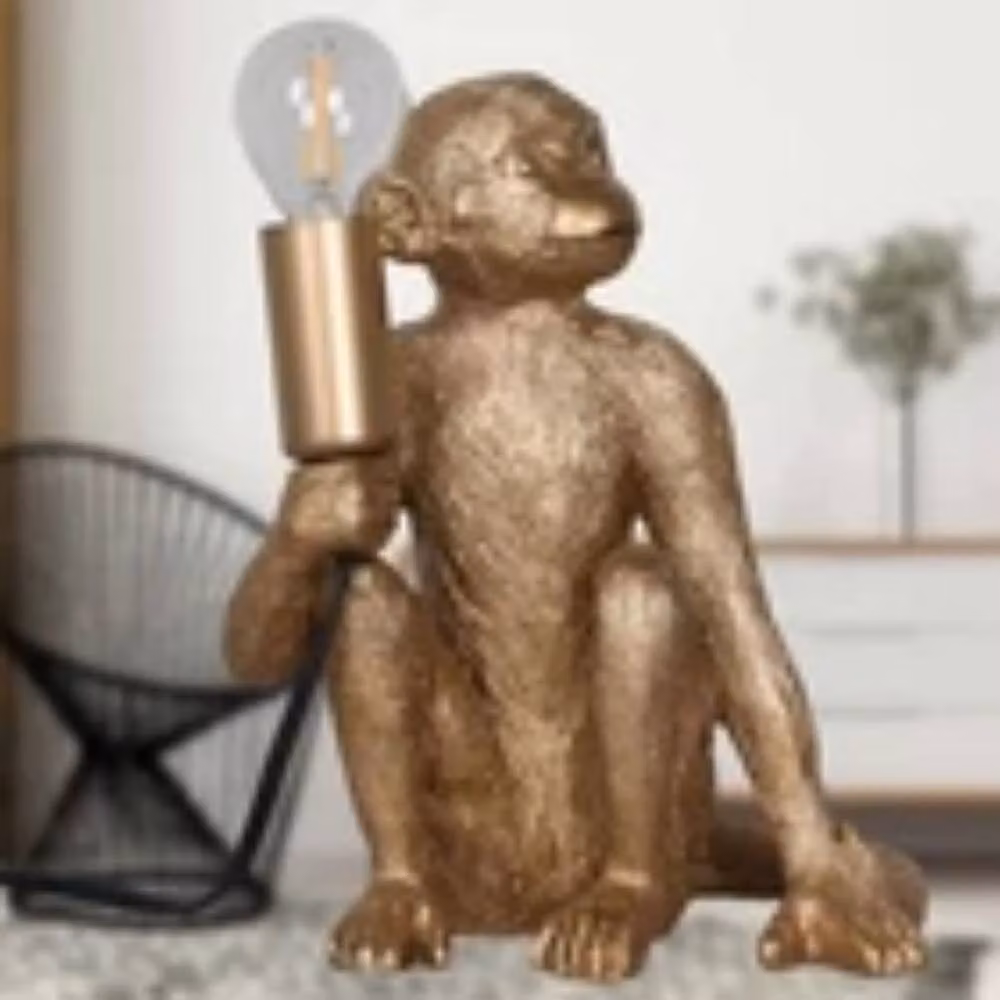 Havendro Gold Monkey Retro Metal Table Lamp for Bedroom and Living Room, H: 21.5 cm, W: 18.0 cm, D: 20.0 cm – 2