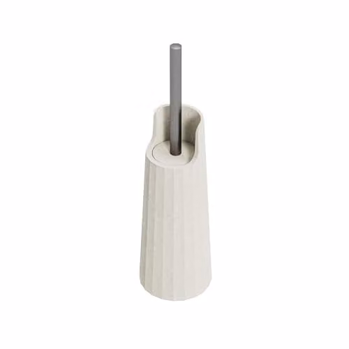 COSMIC Avenir Contemporary Polygonal Design Toilet Brush and Freestanding Holder in Natural White, Made of Recycled Plastic – 1