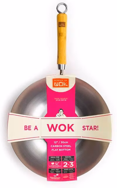 Dexam Uncoated Carbon Steel Wok, Diameter: 30 cm