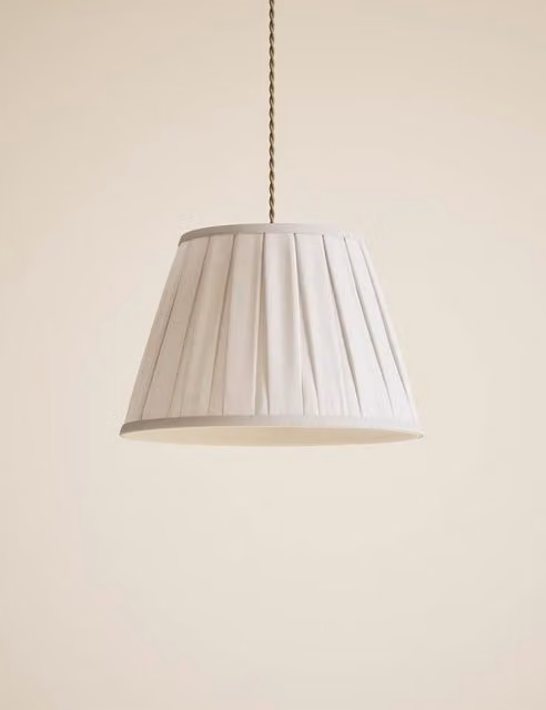 M&S Classic Wide Pleated Fabric Lampshade in Beige