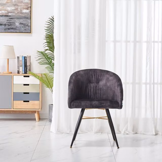 Life Interiors Set of 2 Vittorio Black Velvet Dining Chairs with Metal Legs and Quilted Design – 1