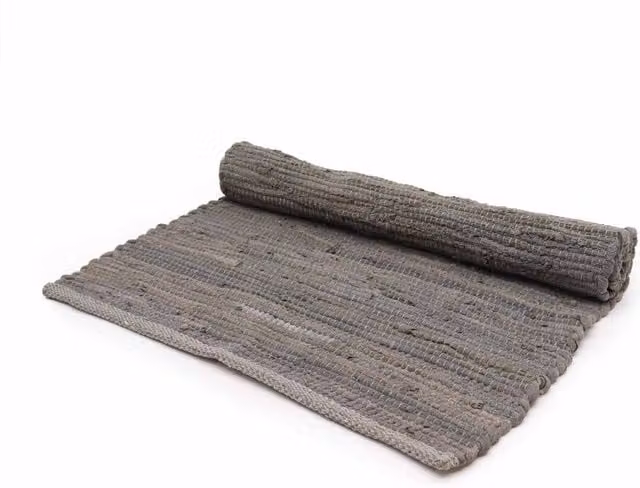 KDMK Hard-wearing Woven Cotton Rectangular Rug in Grey and Black