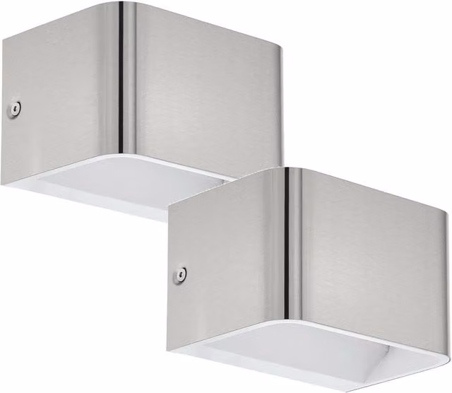 Loops 2 Pack Modern Square LED Wall Light in Silver with 6W Bulb Included