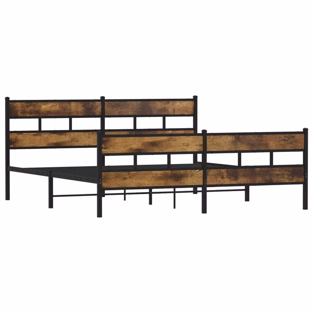 Berkfield Home Metal Bed Frame in Smoked Oak Brown, W/D: 200 x 200 cm – 3