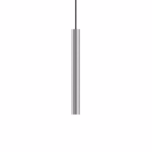 Netlighting Look Slim Suspended Cylinder Pendant Ceiling Light in Chrome and Silver
