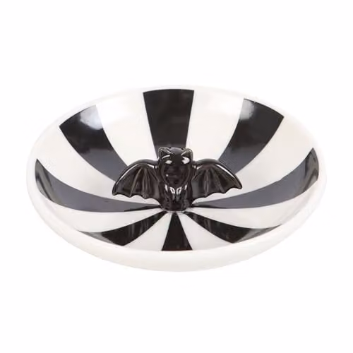 KDMD Striped Bat Ceramic Trinket Dish in Black and White – 1
